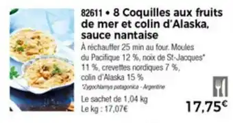 Thiriet 8 Coquilles aux fruits de mer et colin d'alaska, sauce nantaise offre