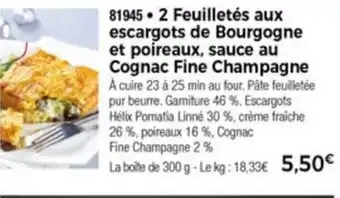 Thiriet 2 Feuilletés aux escargots de bourgogne offre