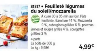 Thiriet Feuilleté légumes du soleil/mozzarella offre