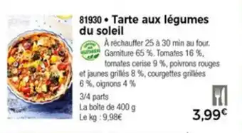 Tarte aux légumes du soleil