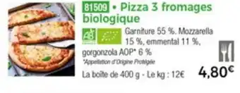 Pizza 3 fromages biologique