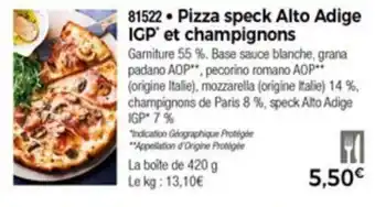 Pizza speck alto adige IGP et champignons