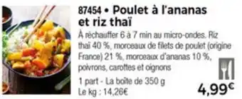 Poulet à l'ananas et riz thaï