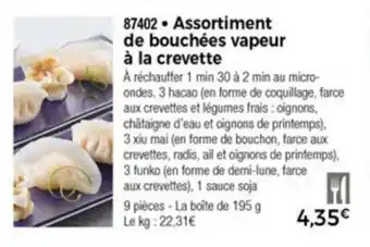 Assortiment de bouchées vapeur à la crevette