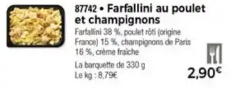 Farfallini au poulet et champignons
