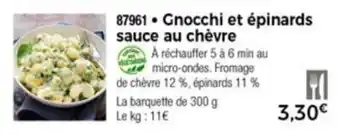 Gnocchi et épinards sauce au chèvre