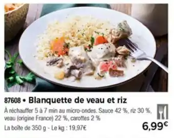 Blanquette de veau et riz