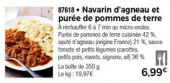 Thiriet Navarin d'agneau et purée de pommes de terre offre