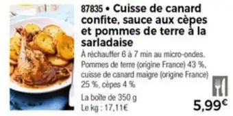 Cuisse de canard confite, sauce aux cèpes et pommes de terre a la sarladaise