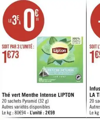 Géant Casino Thé vert Menthe Intense LIPTON offre