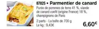 Thiriet Parmentier de canard offre