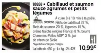 Cabillaud et saumon sauce agrumes et petits légumes
