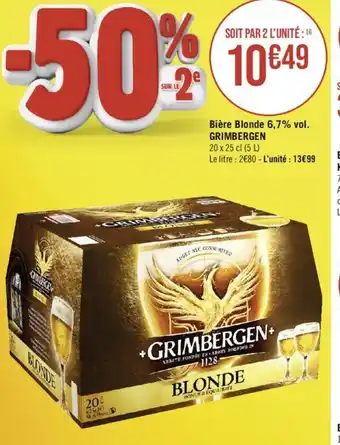 Géant Casino Bière Blonde 6,7% vol. GRIMBERGEN offre