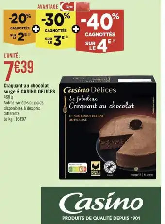 Géant Casino Craquant au chocolat surgelé CASINO DELICES offre