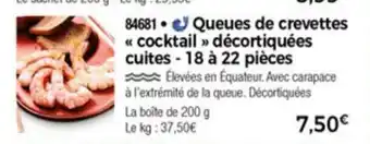 Queues de crevettes cocktail décortiquées cuites