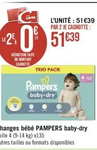 Géant Casino Changes bébé PAMPERS baby-dry offre