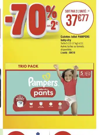 Géant Casino Culottes bébé PAMPERS baby-dry offre