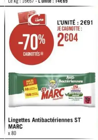 Géant Casino Lingettes Antibactériennes ST MARC offre