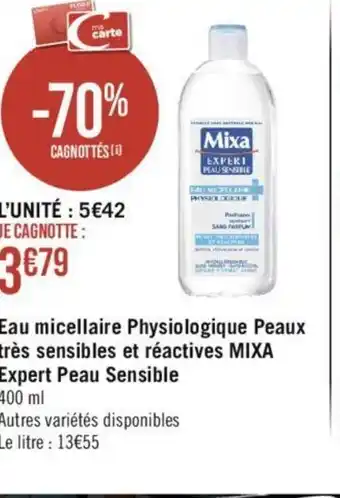 Eau micellaire Physiologique Peaux très sensibles et réactives MIXA