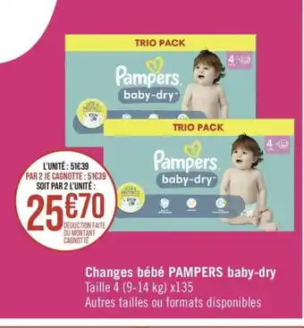 Géant Casino Changes bébé PAMPERS baby-dry offre