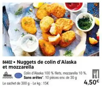 Nuggets de Colin d'Alaska Et Mozzarella