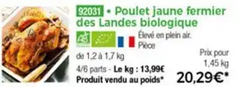 Thiriet Poulet Jaune Fermier Des Landes Biologique offre