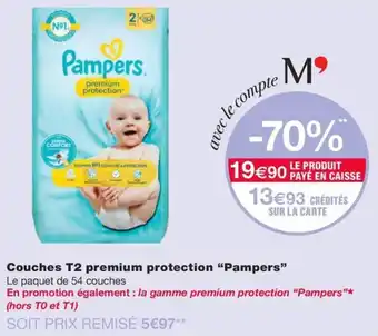 Couches T2 premium protection "Pampers"