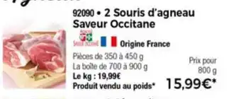 Thiriet 2 Souris d'agneau Saveur Occitane offre