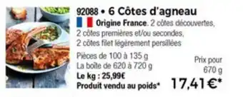 Thiriet 6 Côtes d'agneau offre