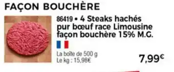 4 Steaks hachés pur bœuf race Limousine