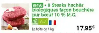 Thiriet 8 Steaks hachés biologiques façon bouchère pur bœuf offre