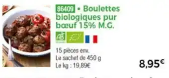 Bouelettes biologiques pur bœuf