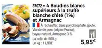 4 Boudins blancs supérieurs à la truffe