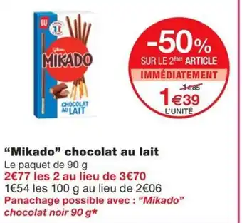 Monoprix "Mikado" chocolat au lait offre