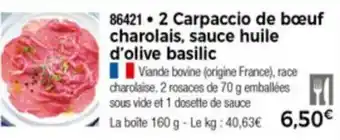 Thiriet 2 Carpaccio de bœuf charolais sauce huile d'olive basilic offre