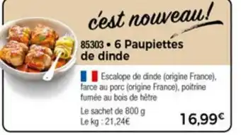 Thiriet 6 Paupiettes de dinde offre