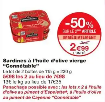 Monoprix Sardines à l'huile d'olive vierge "Connétable" offre