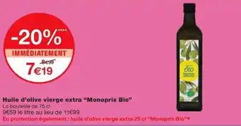 Monoprix Huile d'olive vierge extra "Monoprix Bio" offre