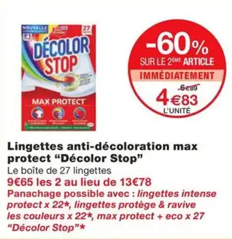 Lingettes anti-décoloration max protect "Décolor Stop"