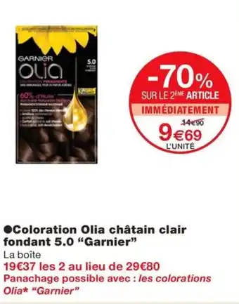Monoprix ●Coloration Olia châtain clair fondant 5.0 "Garnier" offre