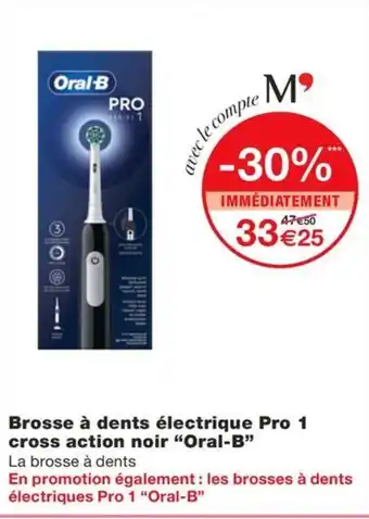 Brosse à dents électrique Pro 1 cross action noir "Oral-B"