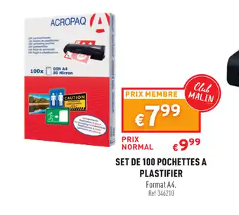Trafic Set de 100 pochette Plastifier offre