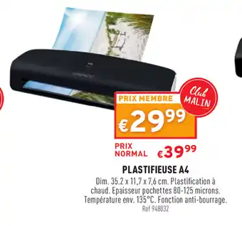 Trafic Plastifiuse a4 offre