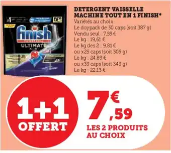 Super U DETERGENT VAISSELLE MACHINE TOUT EN 1 FINISH. offre