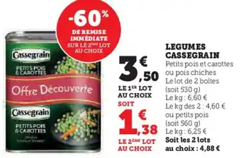 Super U LEGUMES CASSEGRAIN offre
