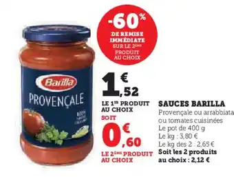 Super U SAUCES BARILLA offre
