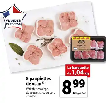 Lidl 8 Paupiettes de veau offre