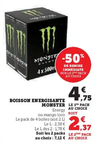 Super U BOISSON ENERGISANTE MONSTER Energy offre