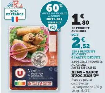 Super U NEMS + SAUCE NUỚC MAM U offre