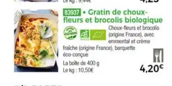 Gratin De Choux-Fleurs Et Brocolis Biologique